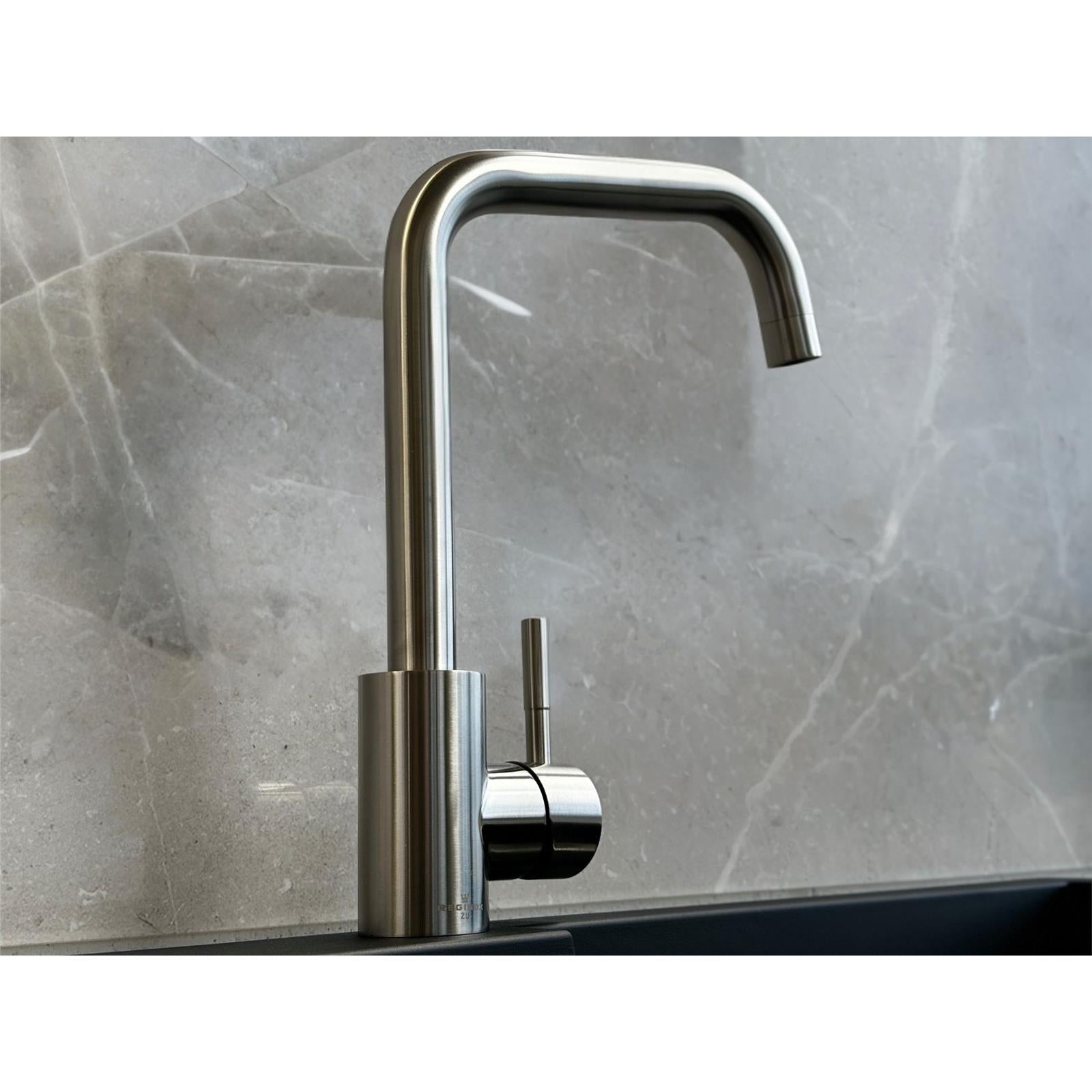 Reginox Salina BN Brushed Nickel Single Lever Square Neck Kitchen Tap - GRADED