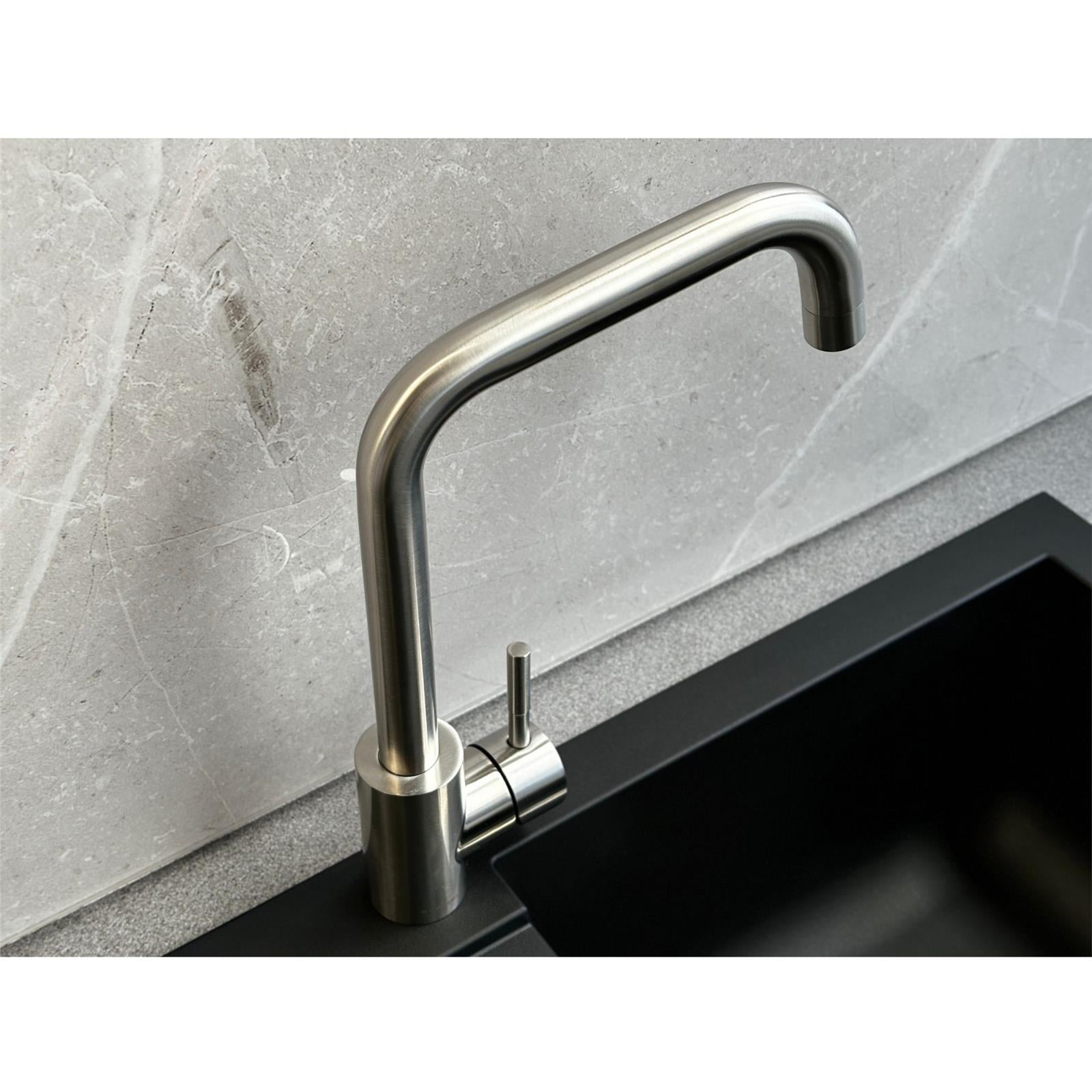 Reginox Salina BN Brushed Nickel Single Lever Square Neck Kitchen Tap - GRADED