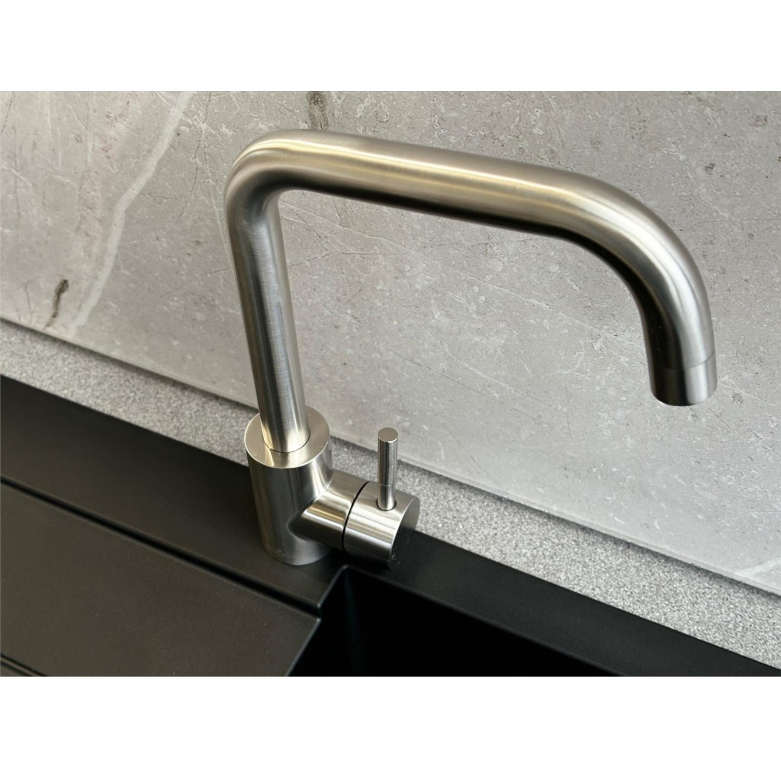 Reginox Salina BN Brushed Nickel Single Lever Square Neck Kitchen Tap - GRADED