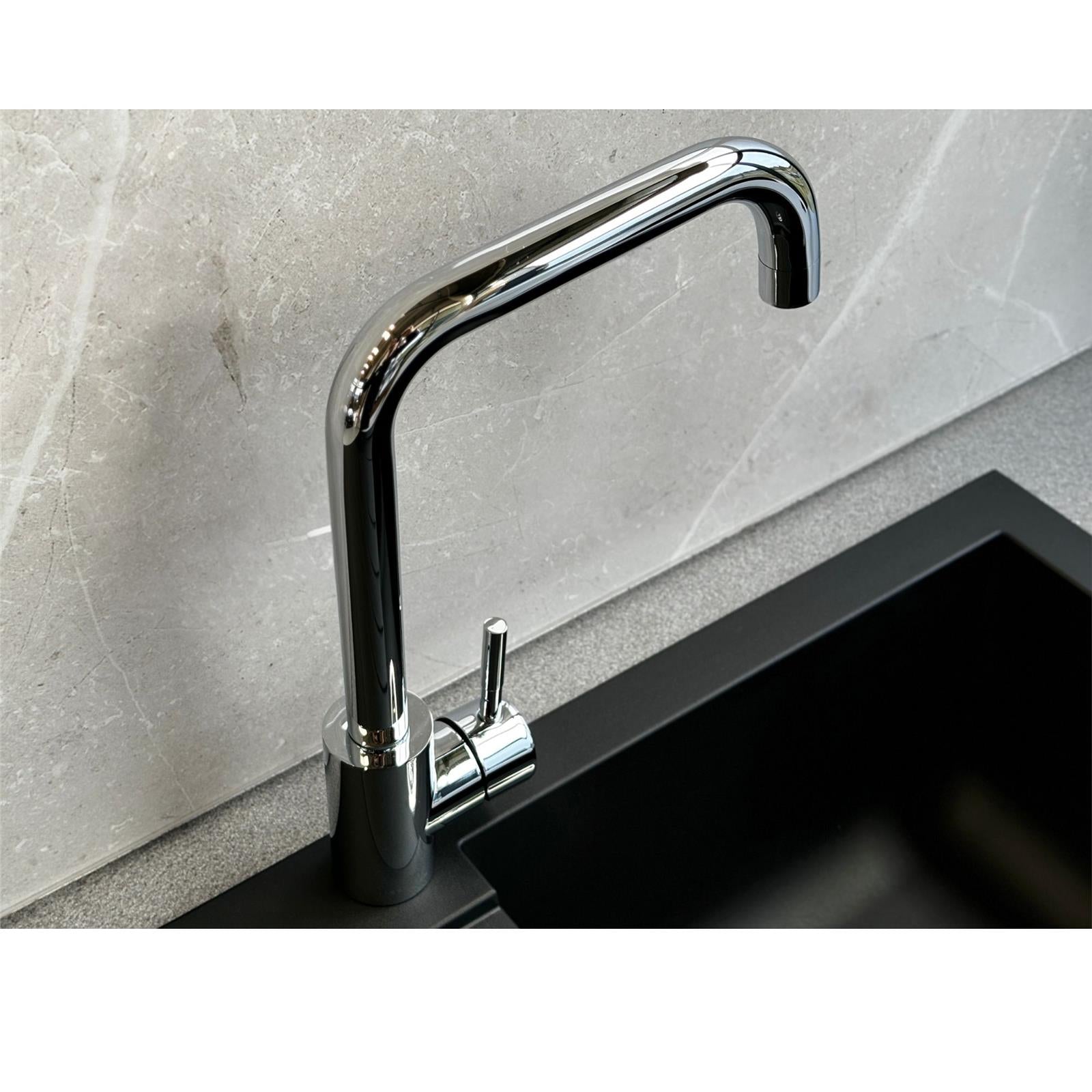 Reginox Salina CH Single Lever Square Neck Chrome Kitchen Mixer Tap