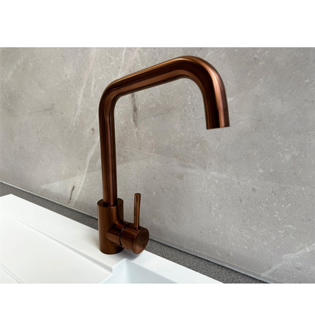 Reginox Salina CP Single Lever Square Neck Copper Kitchen Mixer Tap