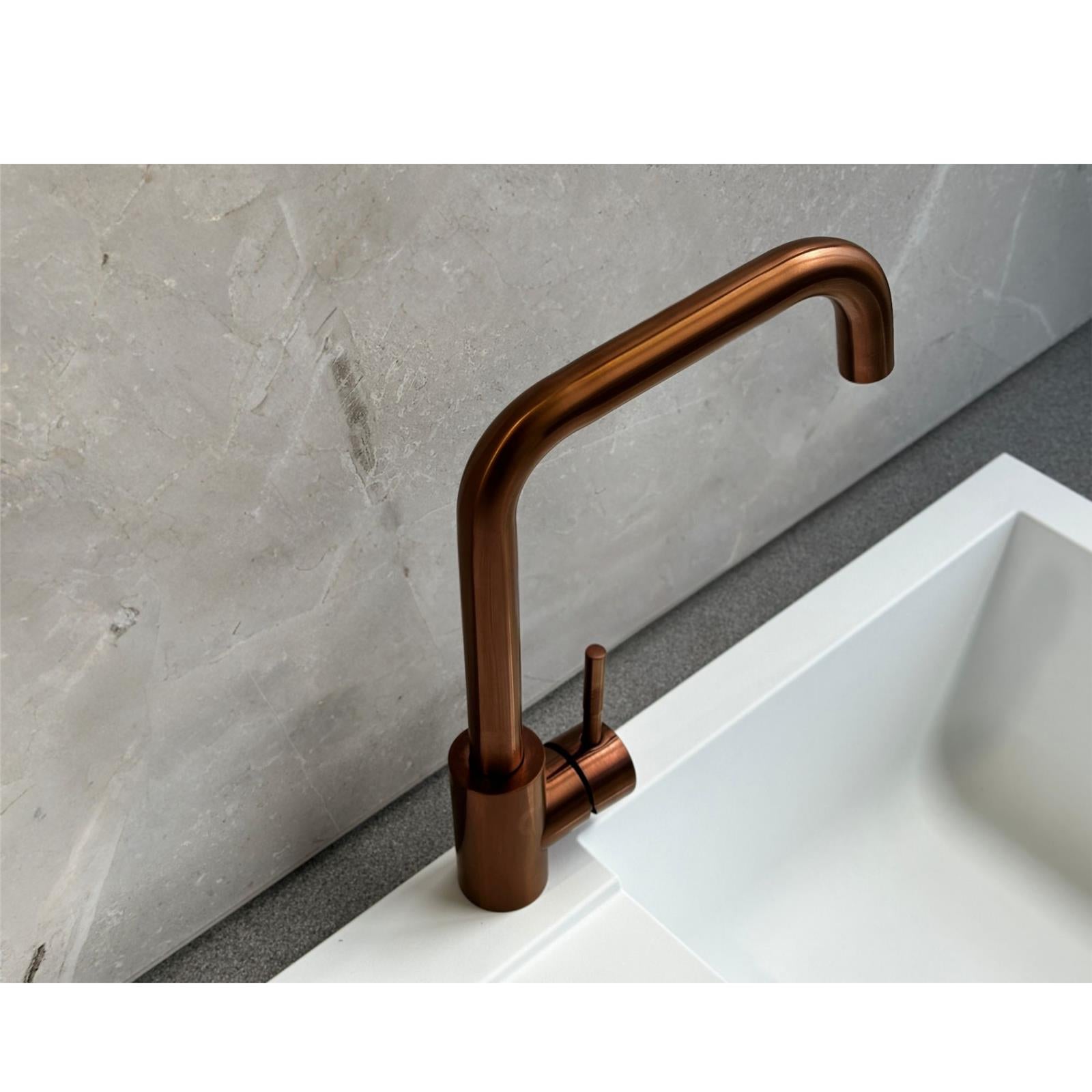 Reginox Salina CP Single Lever Square Neck Copper Kitchen Mixer Tap