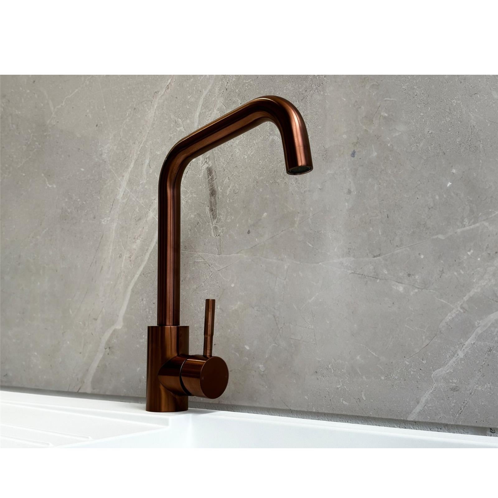 Reginox Salina CP Single Lever Square Neck Copper Kitchen Mixer Tap