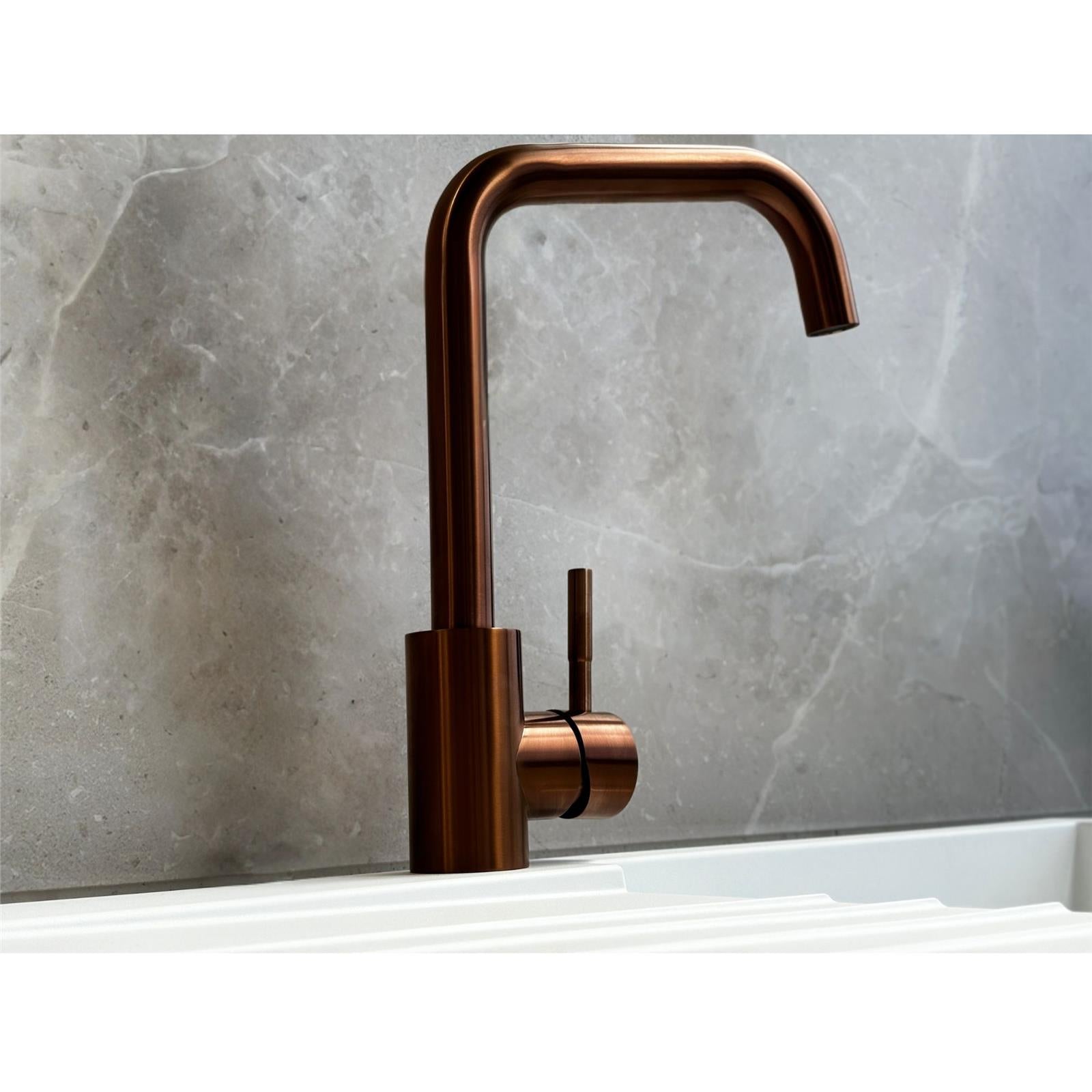 Reginox Salina CP Single Lever Square Neck Copper Kitchen Mixer Tap