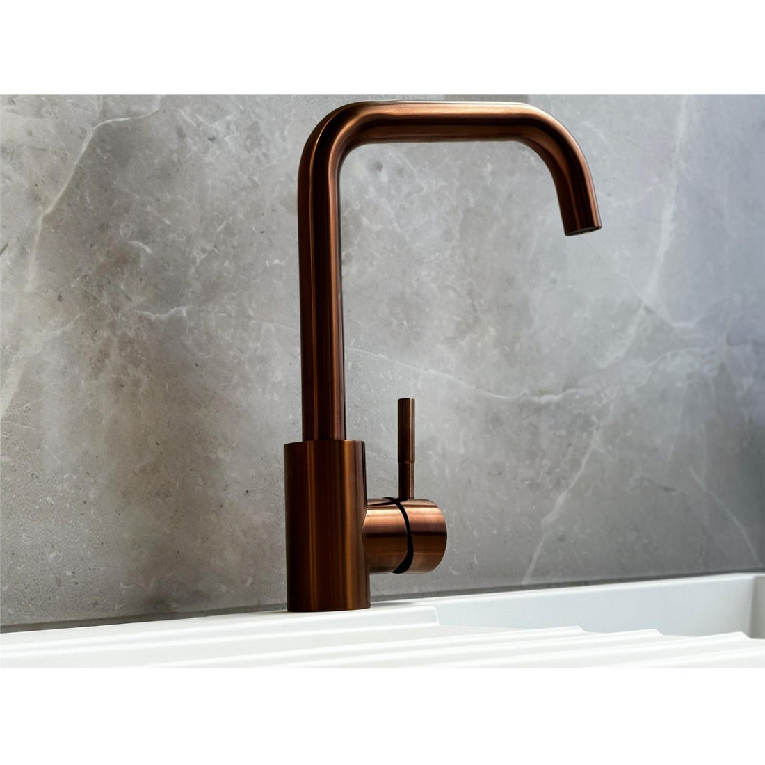 Reginox Salina CP Single Lever Square Neck Copper Kitchen Mixer Tap