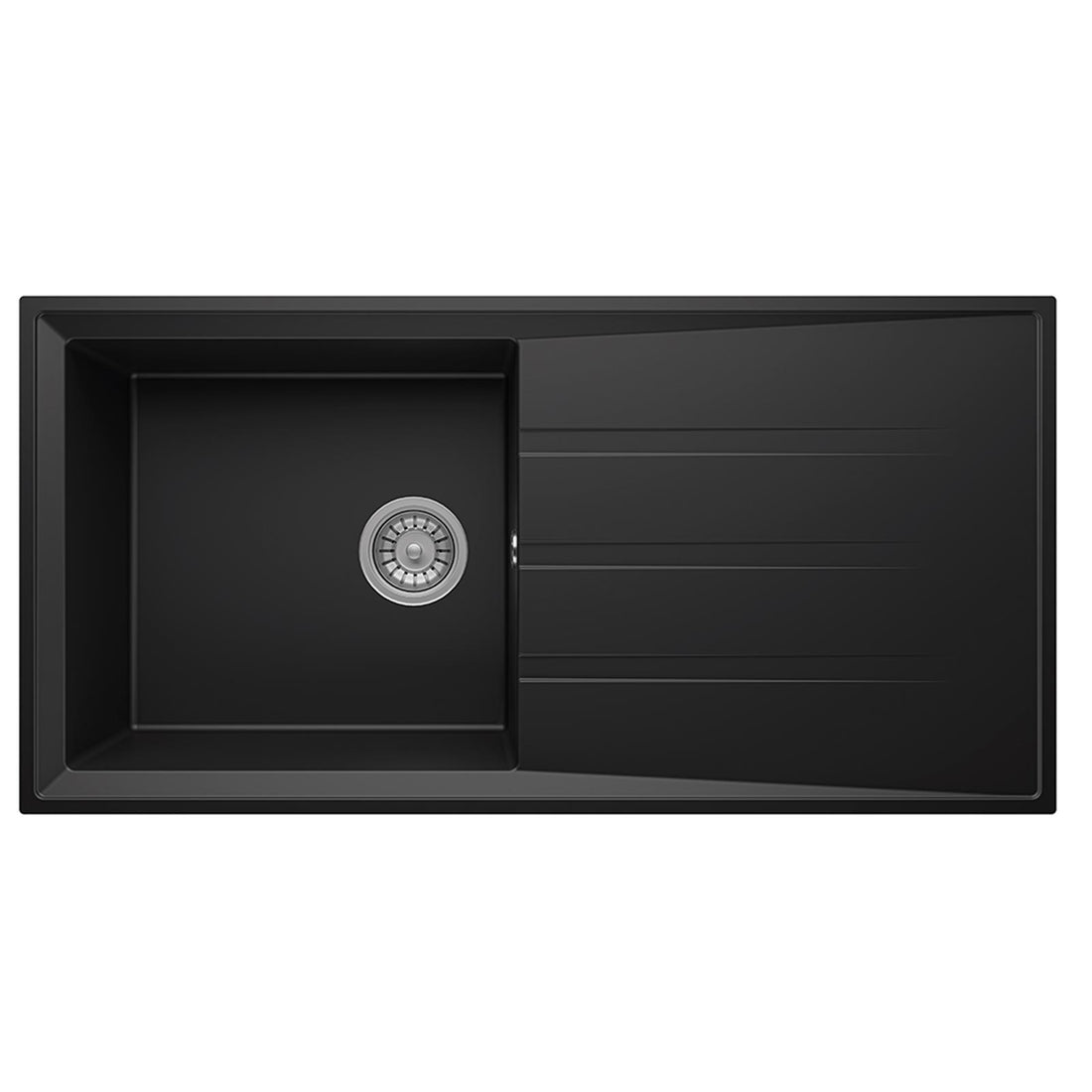 Liquida SEN100BL 1.0 Bowl Black Granite Reversible Kitchen Sink - GRADED