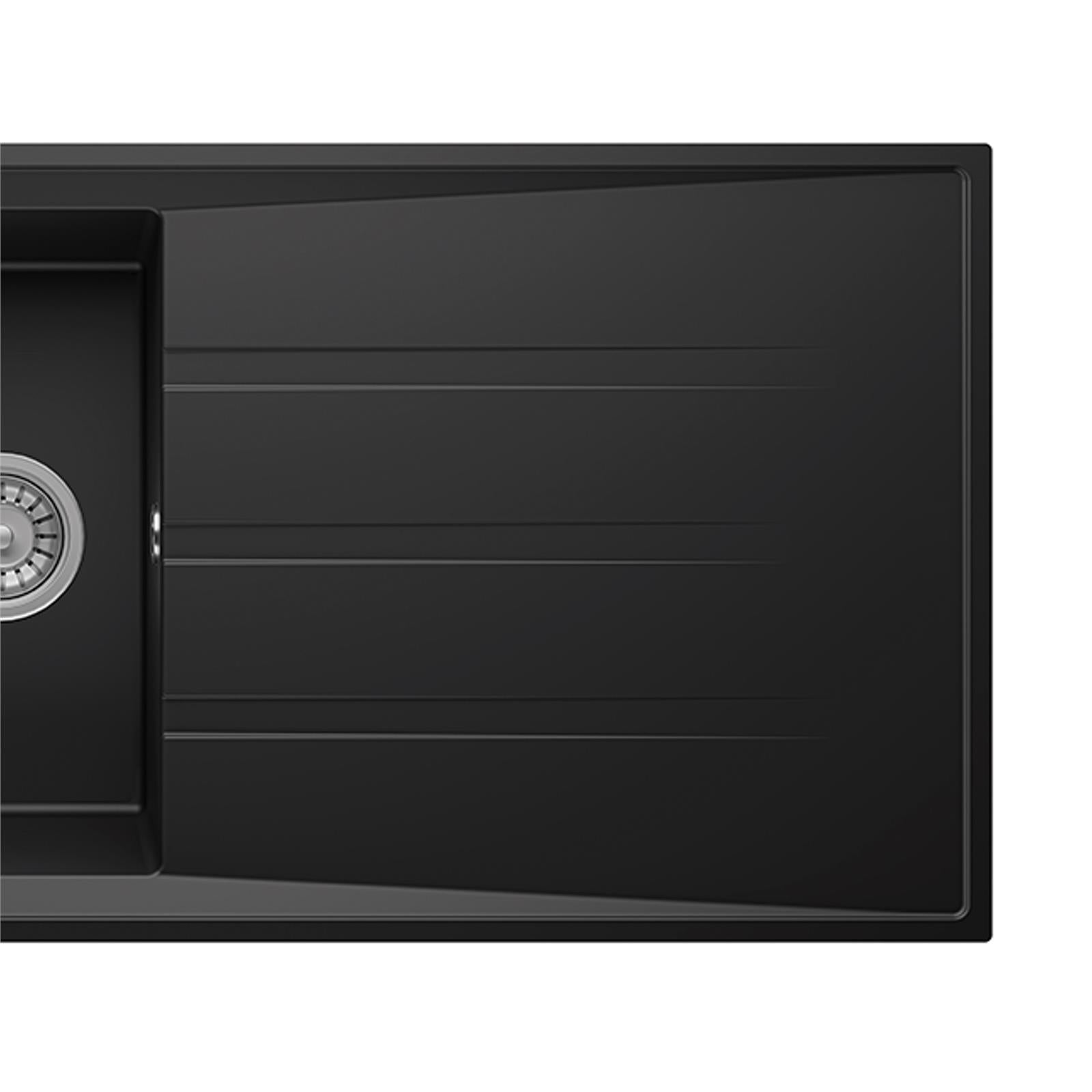 Liquida SEN100BL 1.0 Bowl Black Granite Reversible Kitchen Sink With Waste