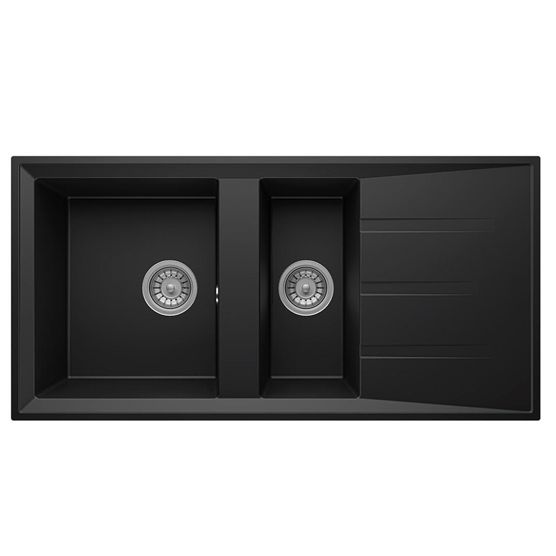 Liquida SEN150BL 1.5 Bowl Black Granite Reversible Kitchen Sink - GRADED