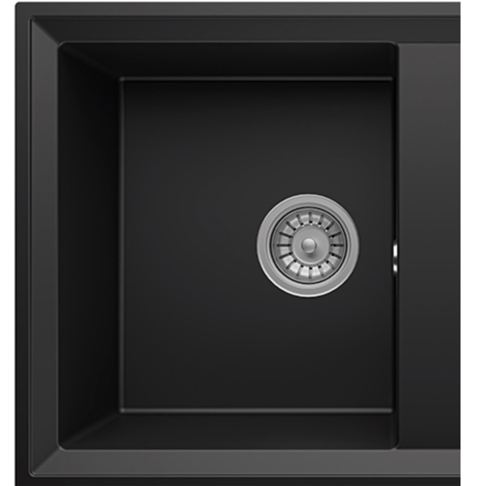 Liquida SEN150BL 1.5 Bowl Black Granite Reversible Kitchen Sink With Wastes
