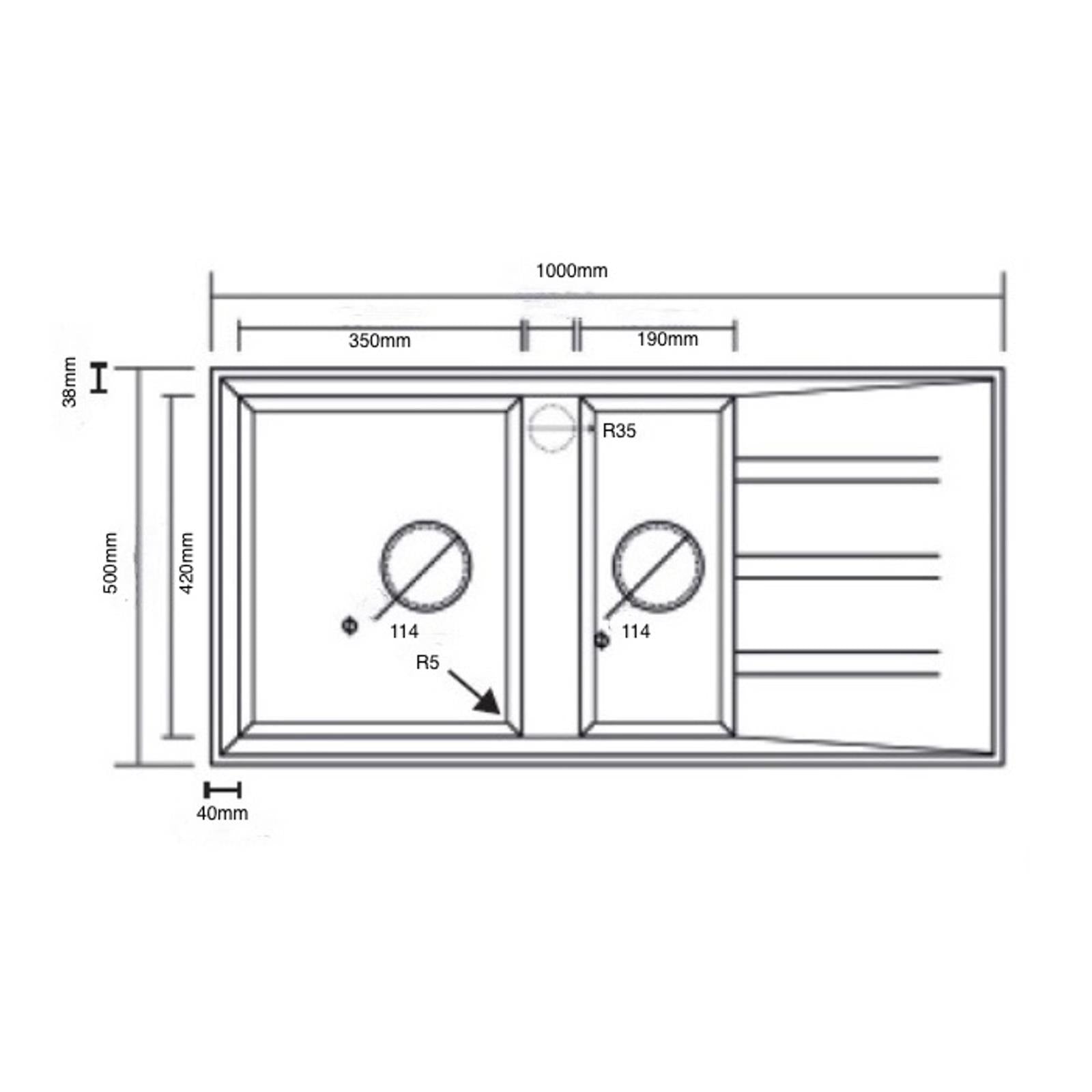 Liquida SEN150BL 1.5 Bowl Black Granite Reversible Kitchen Sink With Wastes