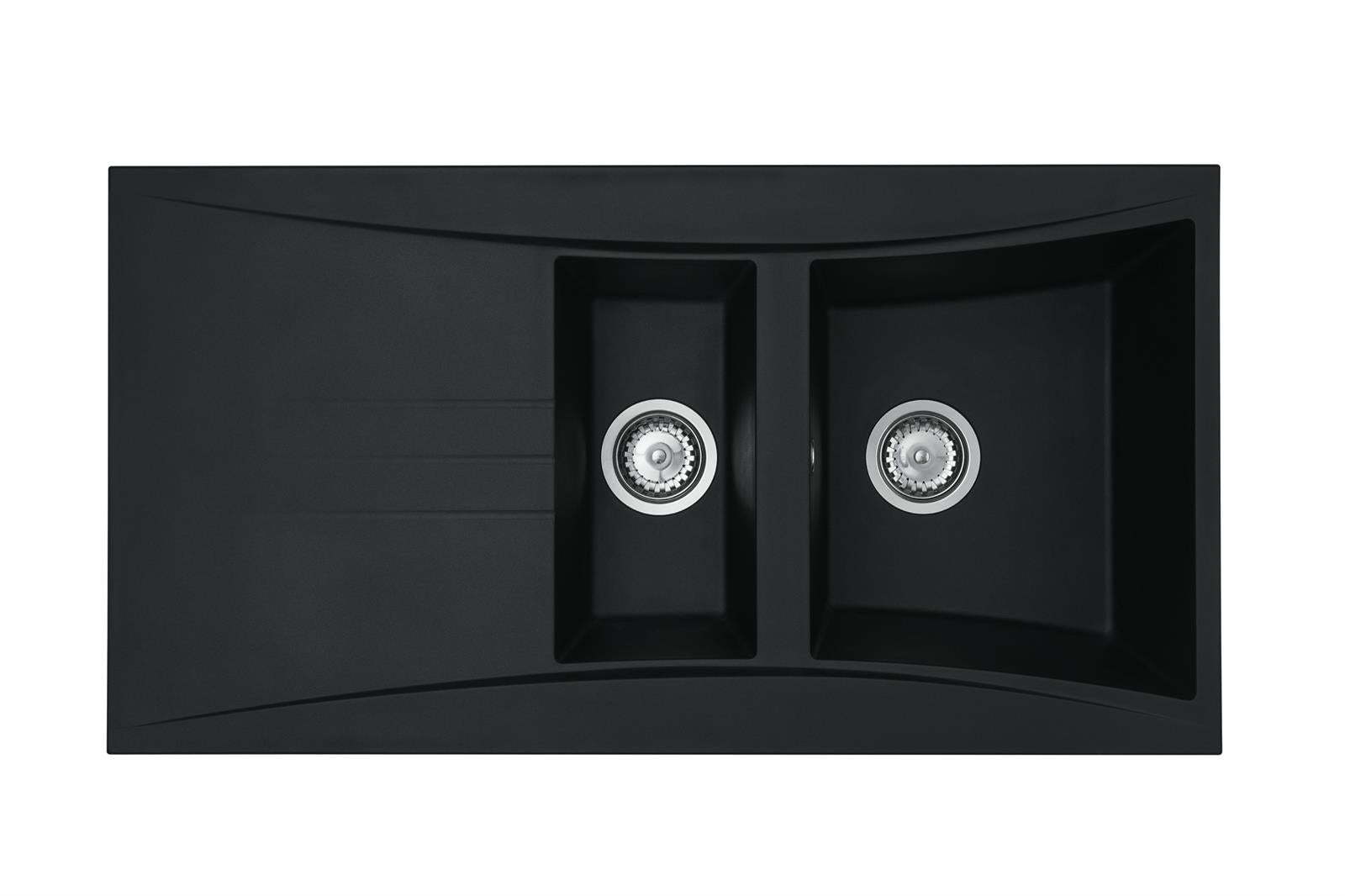 Liquida SEV150BL 1.5 Bowl Composite Reversible Black Kitchen Sink And Waste Kit