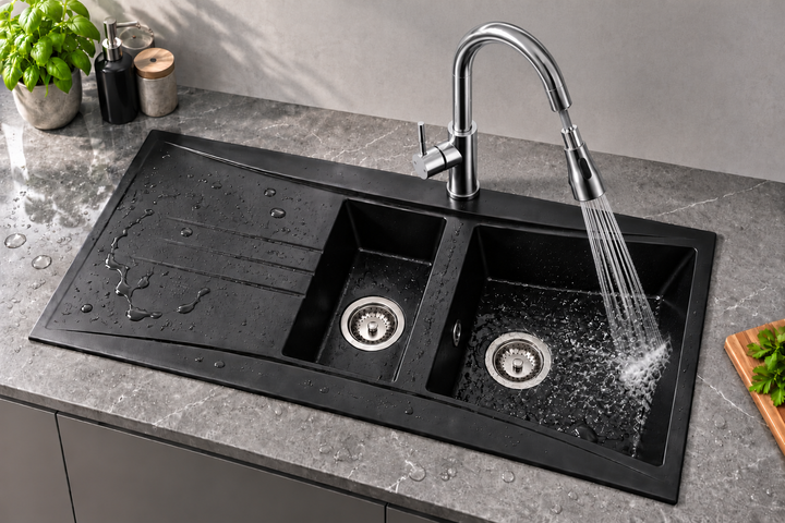 Liquida SEV150BL 1.5 Bowl Black Composite Kitchen Sink 1000x530mm