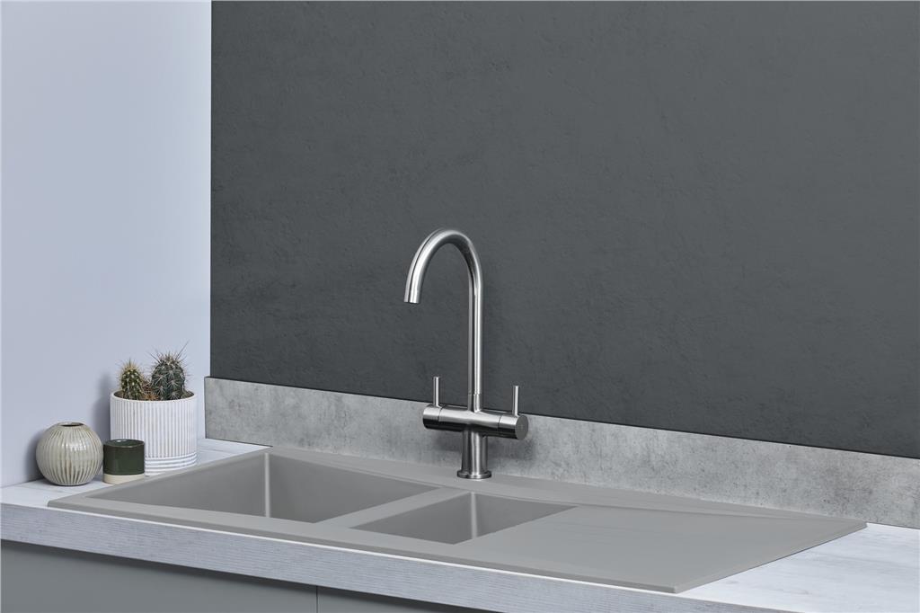Liquida SEV150CG 1.5 Bowl Composite Reversible Grey Kitchen Sink 1000x530mm