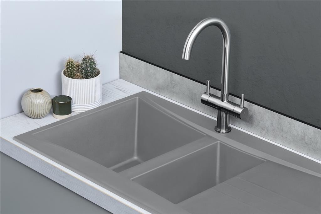 Liquida SEV150CG 1.5 Bowl Composite Reversible Grey Kitchen Sink 1000x530mm