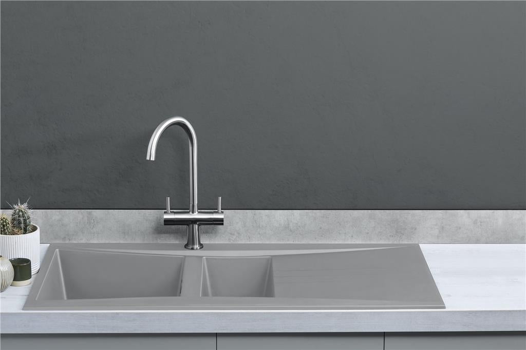 Liquida SEV150CG 1.5 Bowl Composite Reversible Grey Kitchen Sink 1000x530mm