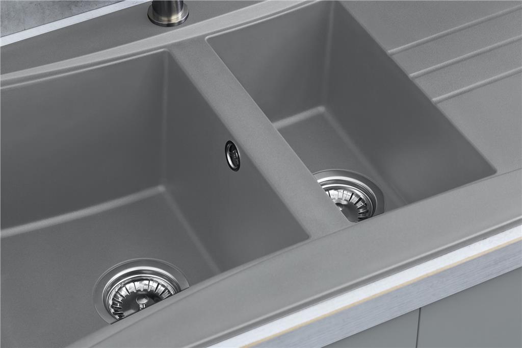Liquida SEV150CG 1.5 Bowl Composite Reversible Grey Kitchen Sink 1000x530mm