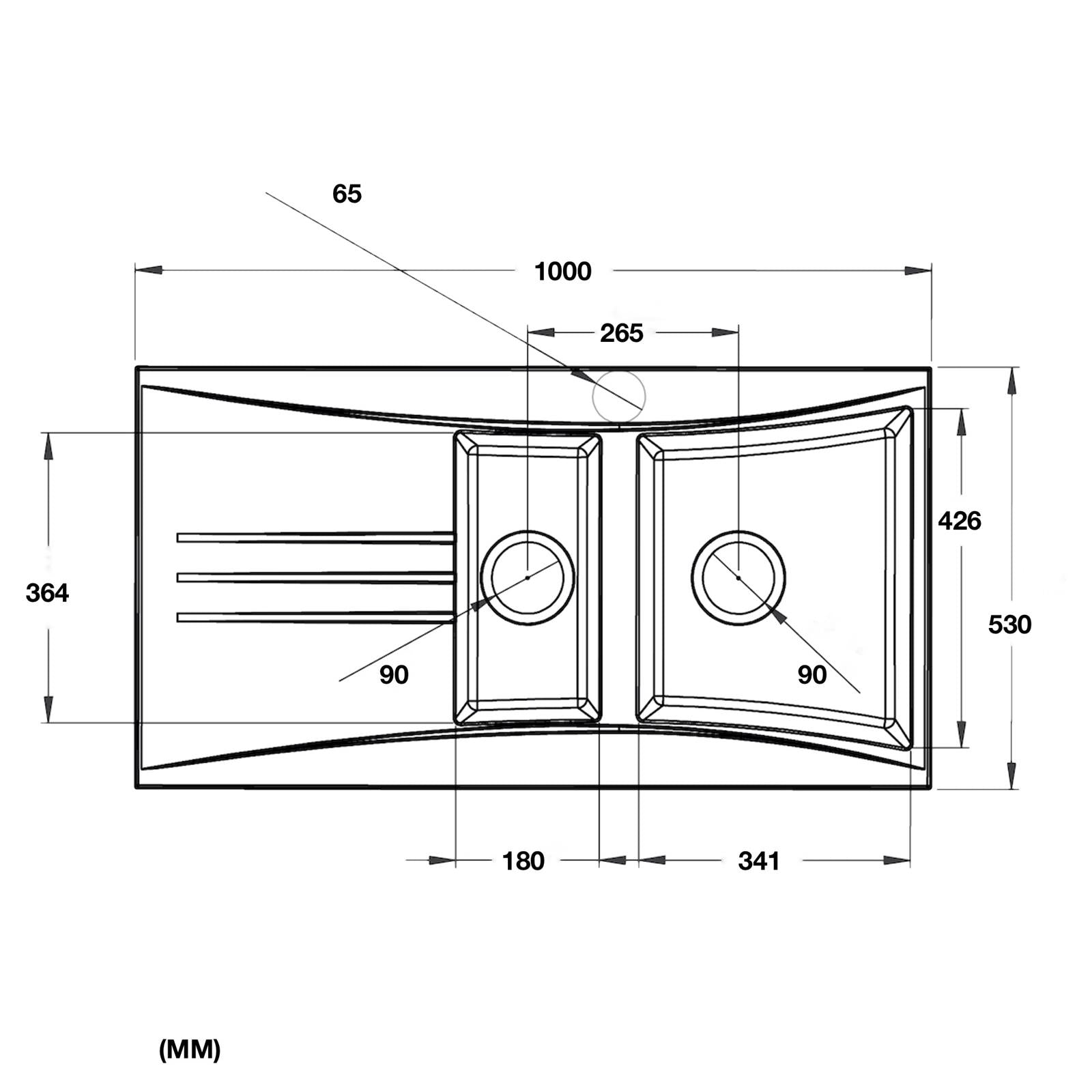 Liquida SEV150BL 1.5 Bowl Composite Reversible Black Kitchen Sink And Waste Kit