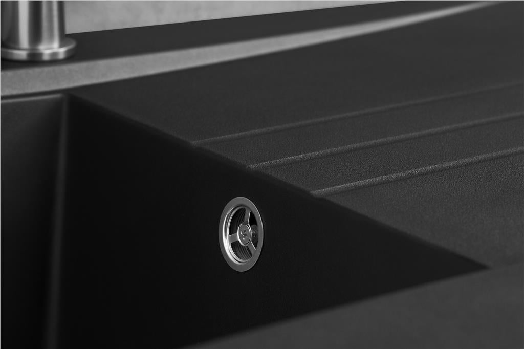 Liquida SEV860BL 1.0 Bowl Composite Reversible Black Kitchen Sink And Waste Kit