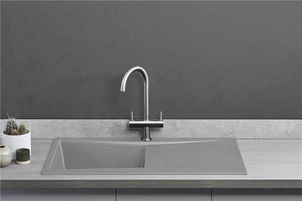 Liquida SEV860CG 1.0 Bowl Composite Reversible Grey Kitchen Sink And Waste Kit