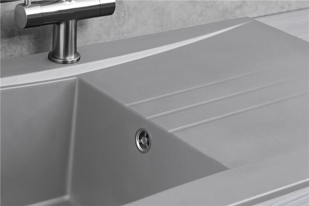 Liquida SEV860CG 1.0 Bowl Composite Reversible Grey Kitchen Sink And Waste Kit