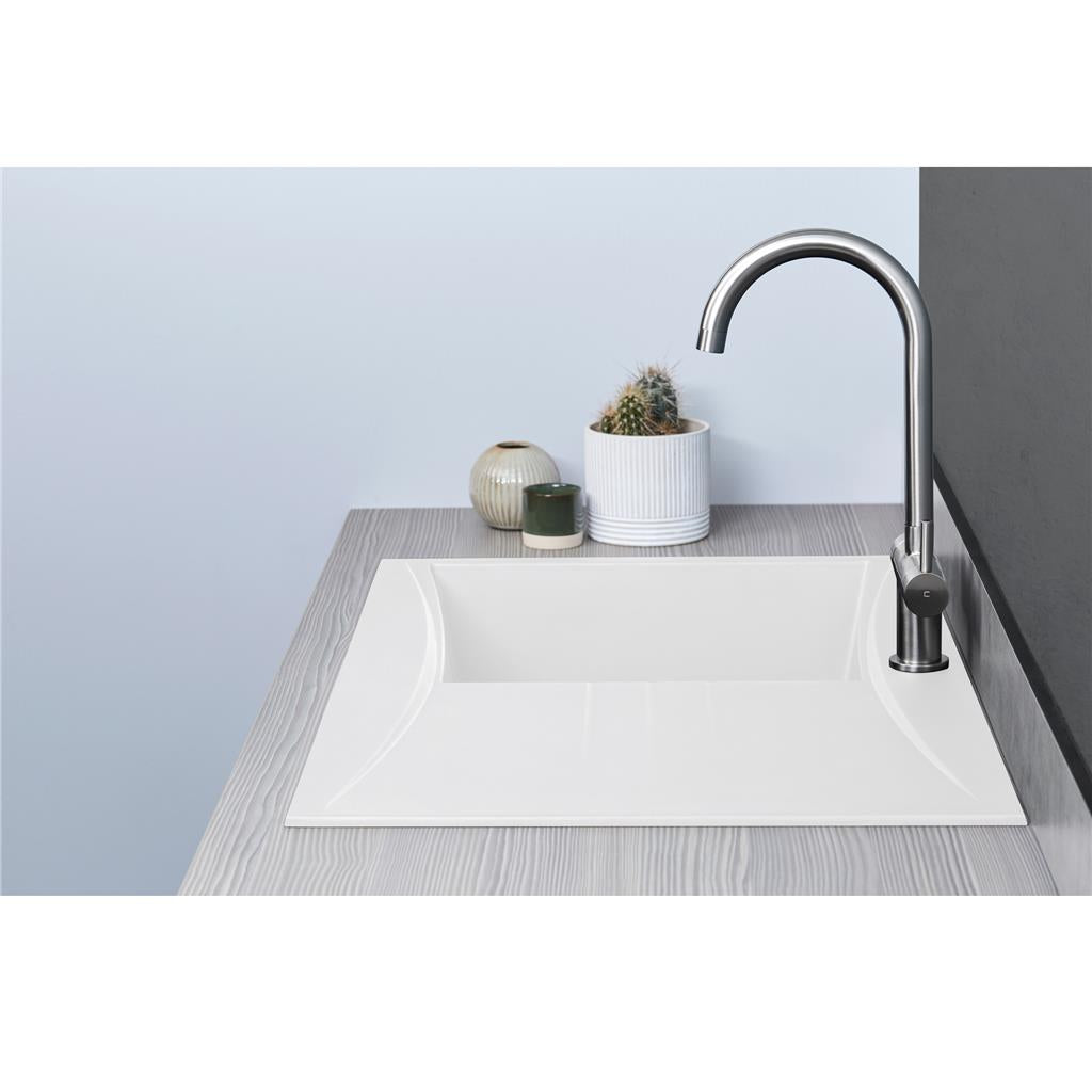 Liquida SEV860WH 1.0 Bowl Composite Reversible White Kitchen Sink And Waste Kit