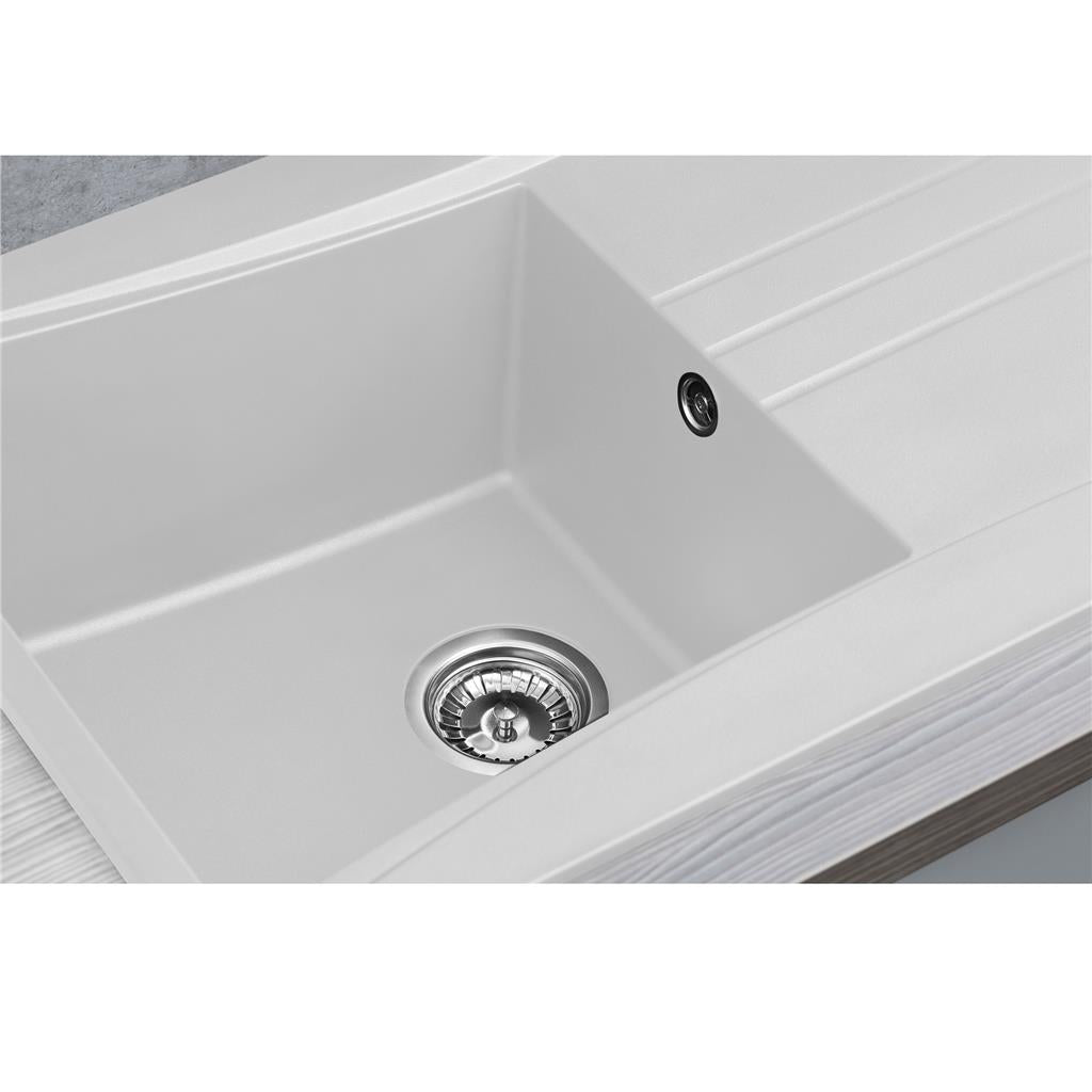 Liquida SEV860WH 1.0 Bowl Composite Reversible White Kitchen Sink And Waste Kit