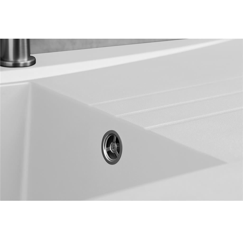 Liquida SEV860WH 1.0 Bowl Composite Reversible White Kitchen Sink And Waste Kit