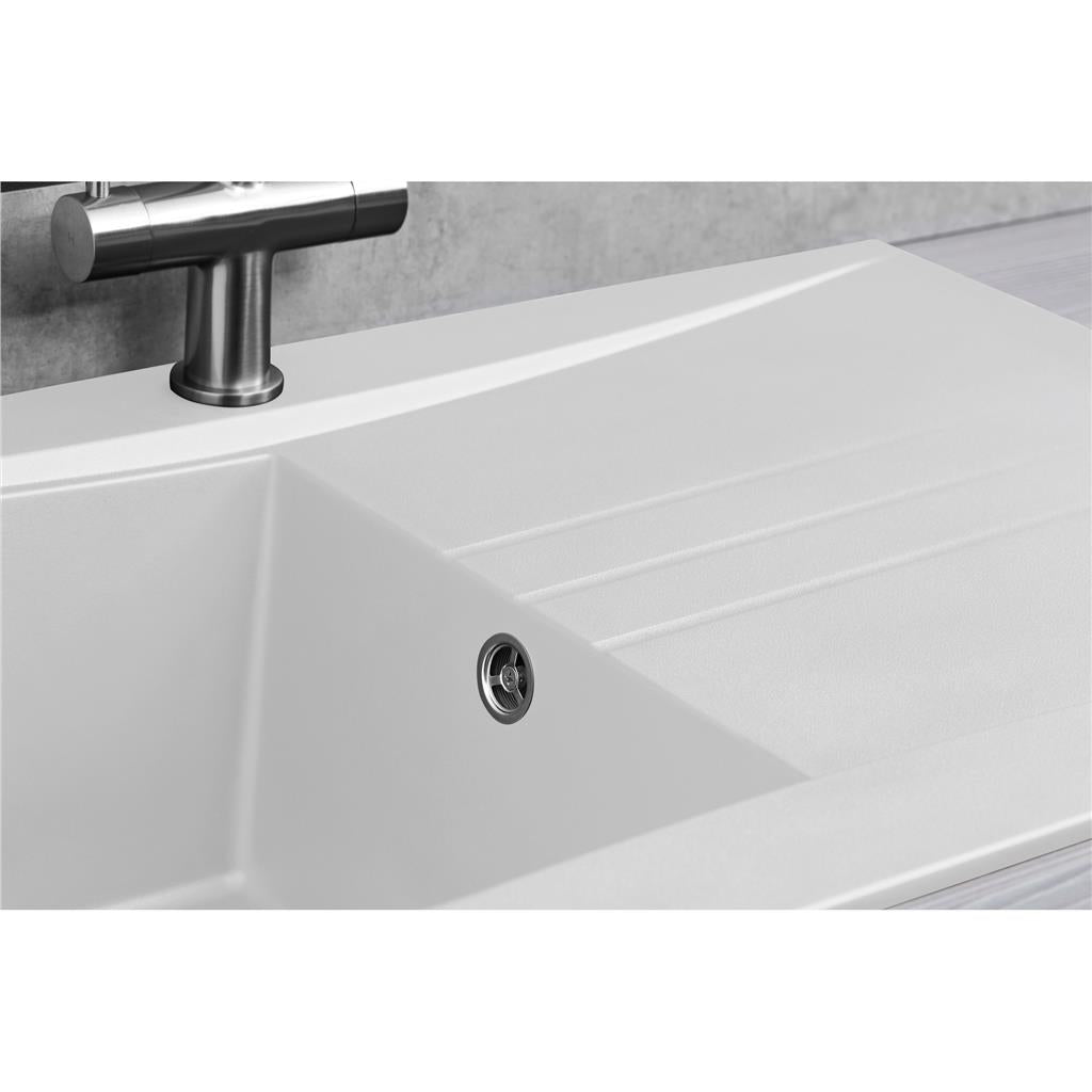 Liquida SEV860WH 1.0 Bowl Composite Reversible White Kitchen Sink And Waste Kit