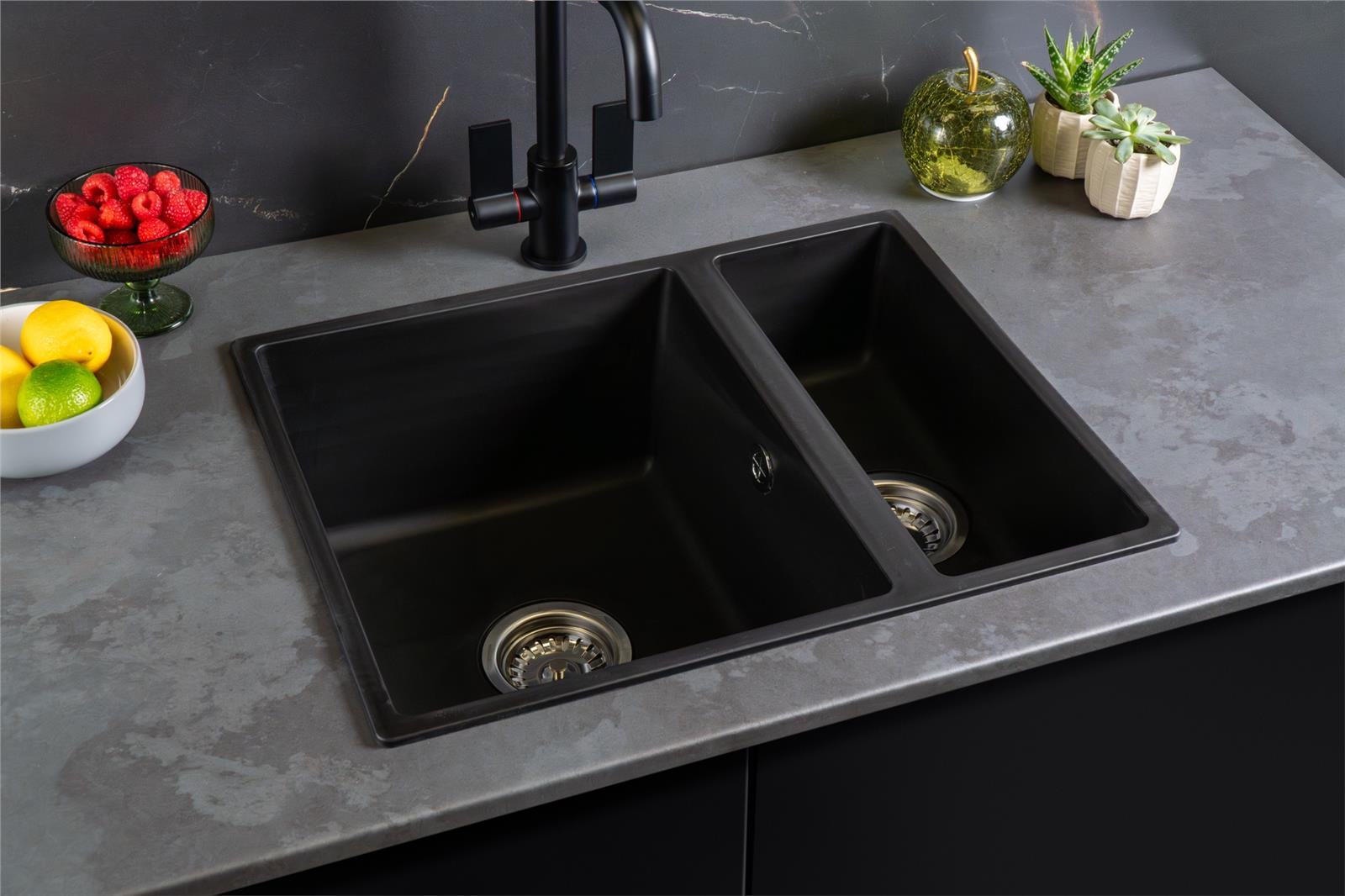 Liquida UND15BL 1.5 Bowl Black Undermount or Inset Kitchen Sink 560 x 440mm