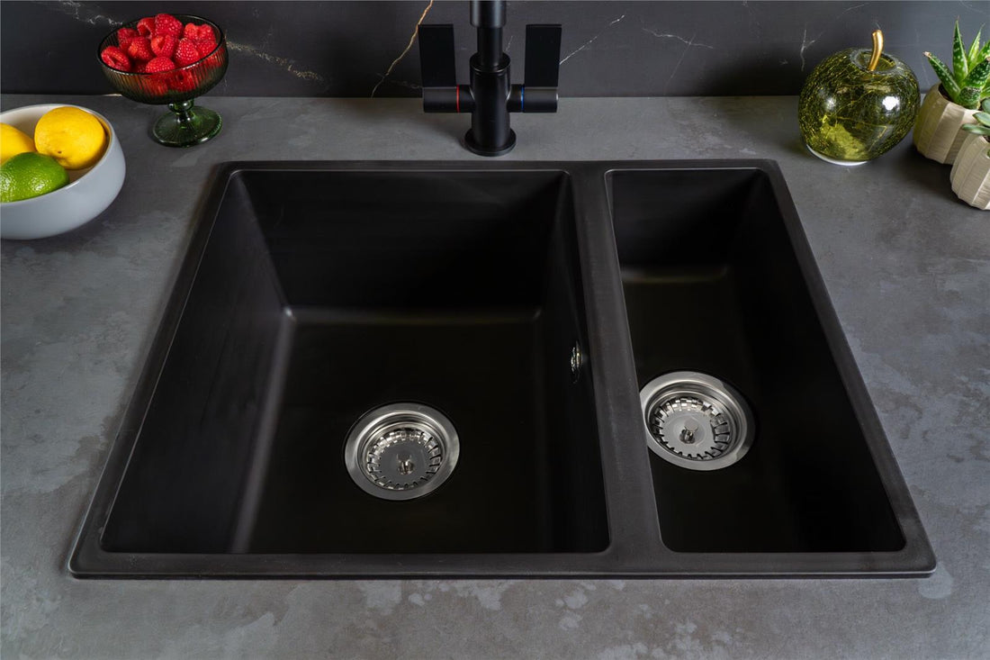 Liquida UND15BL 1.5 Bowl Black Undermount or Inset Kitchen Sink 560 x 440mm