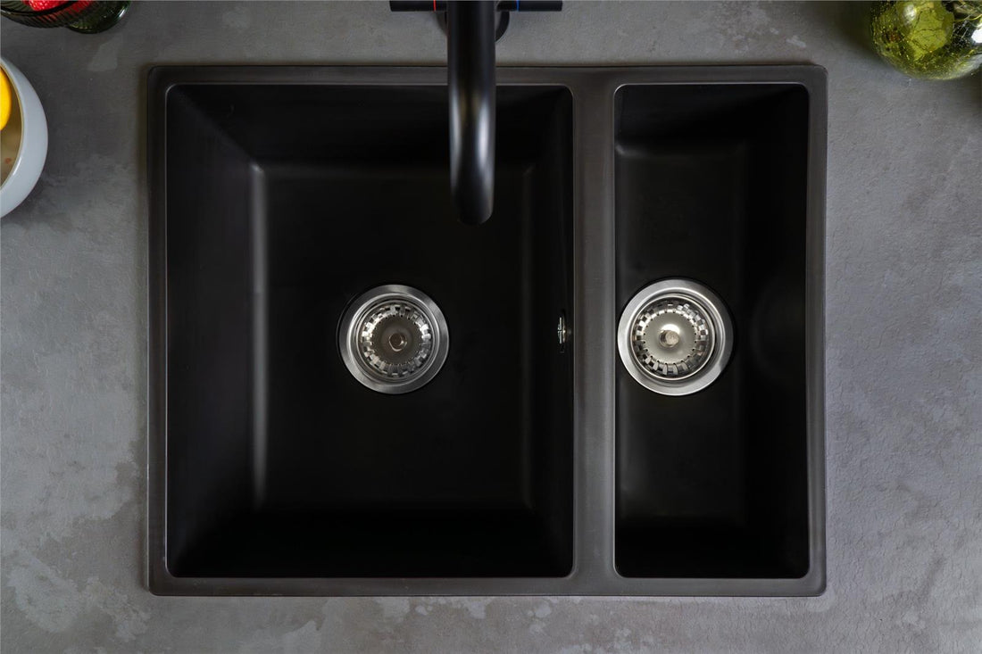 Liquida UND15BL 1.5 Bowl Black Undermount or Inset Kitchen Sink 560 x 440mm