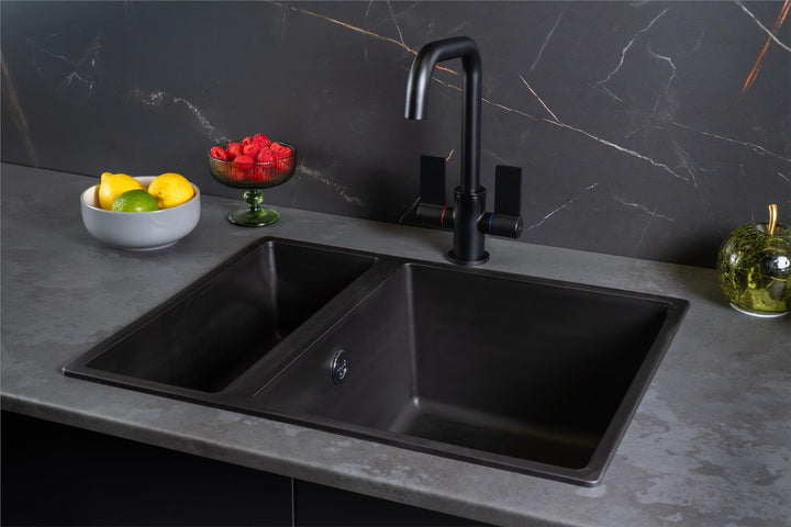 Liquida UND15BL 1.5 Bowl Black Kitchen Sink, Undermount or Inset Fitting