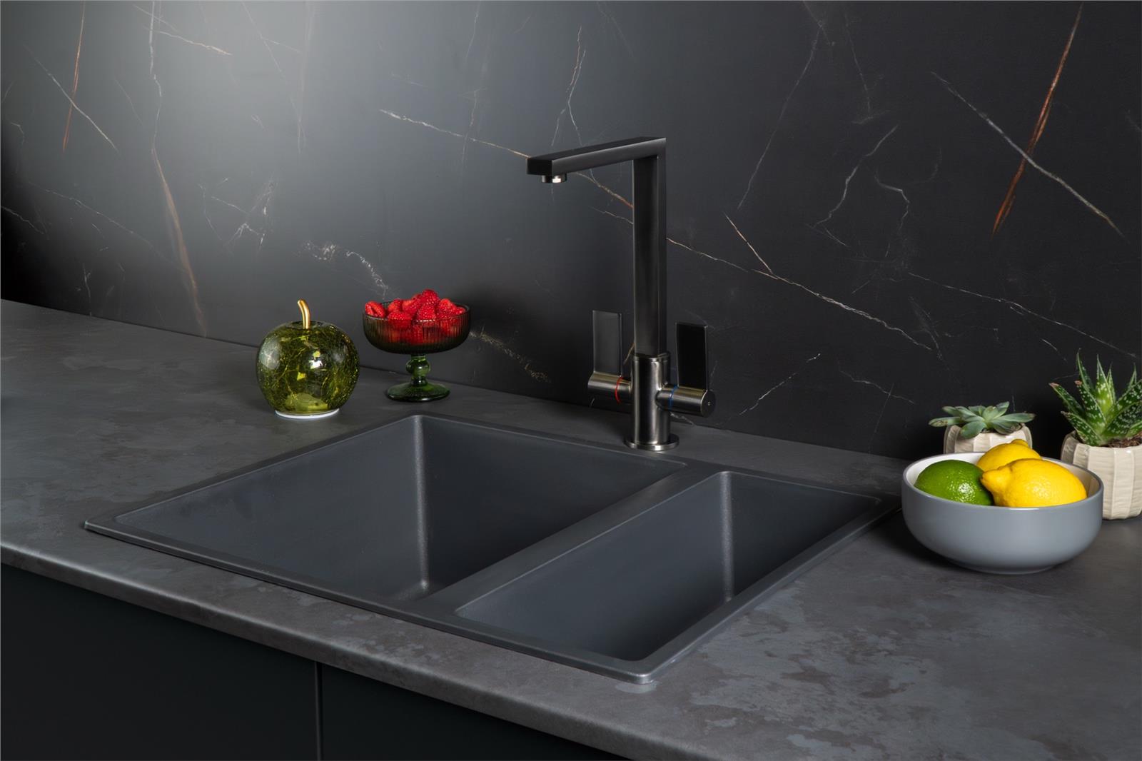 Liquida UND15GR 1.5 Bowl Dark Grey Undermount or Inset Kitchen Sink 560 x 440mm