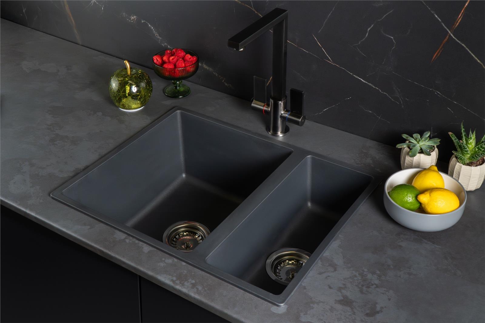 Liquida UND15GR 1.5 Bowl Dark Grey Undermount or Inset Kitchen Sink 560 x 440mm