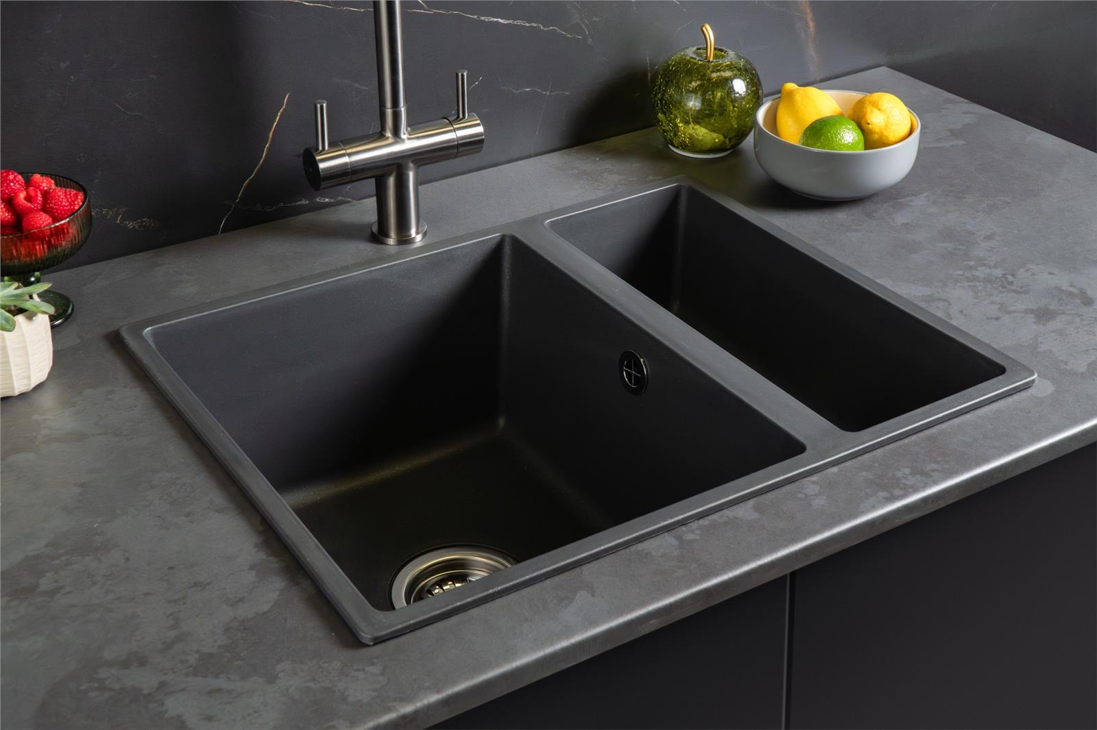 Liquida UND15GR 1.5 Bowl Dark Grey Undermount or Inset Kitchen Sink 560 x 440mm