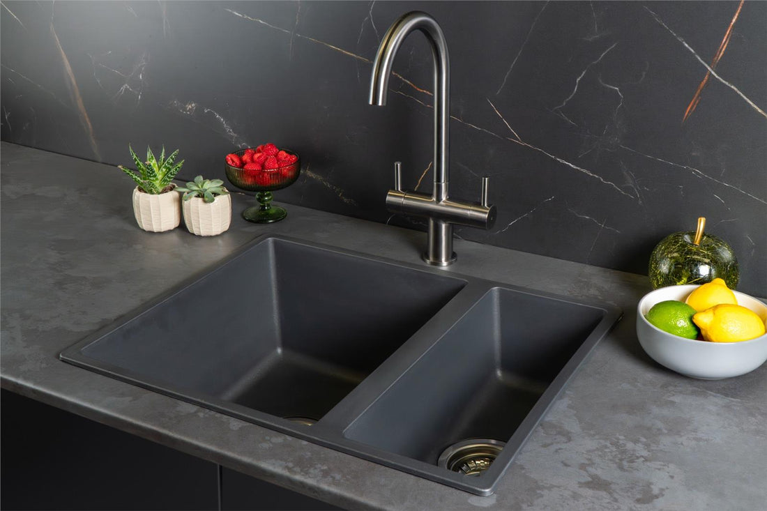 Liquida UND15GR 1.5 Bowl Dark Grey Undermount or Inset Kitchen Sink 560 x 440mm