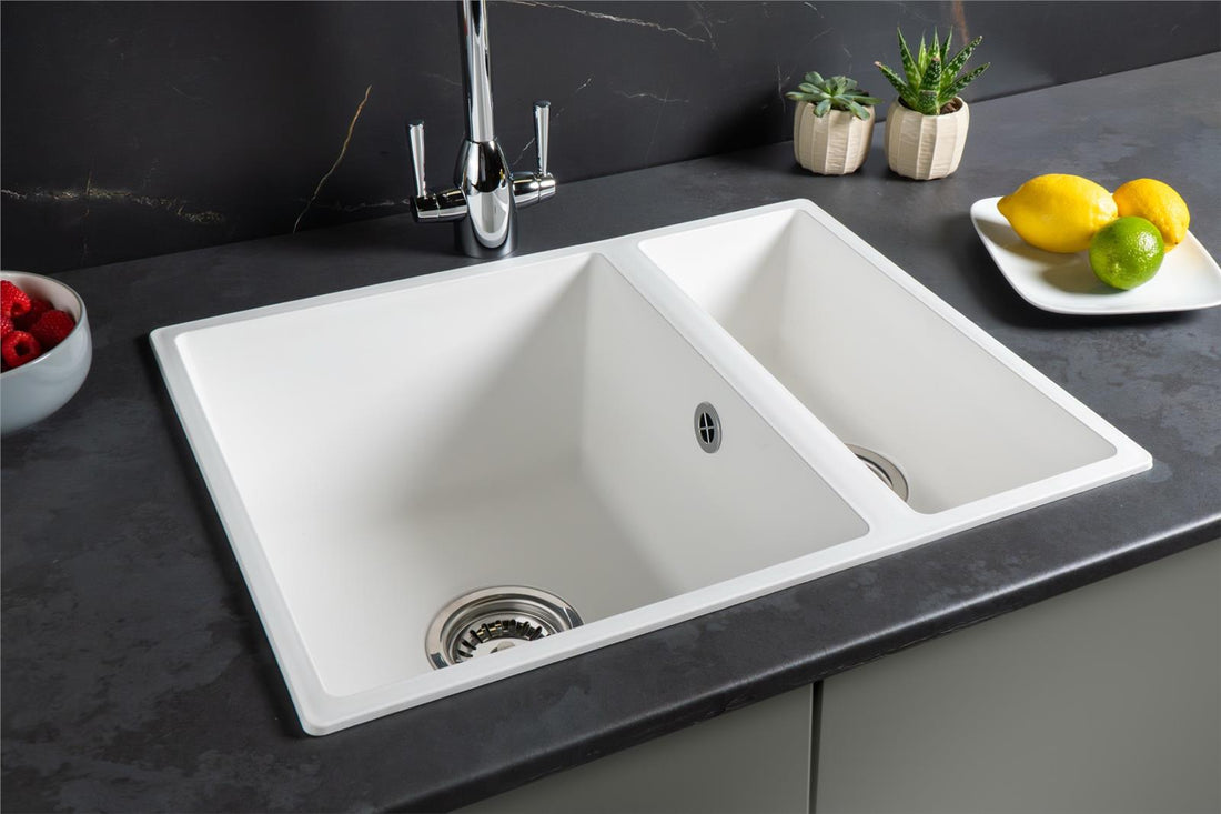 Liquida UND15WH 1.5 Bowl White Undermount or Inset Kitchen Sink 560 x 440mm