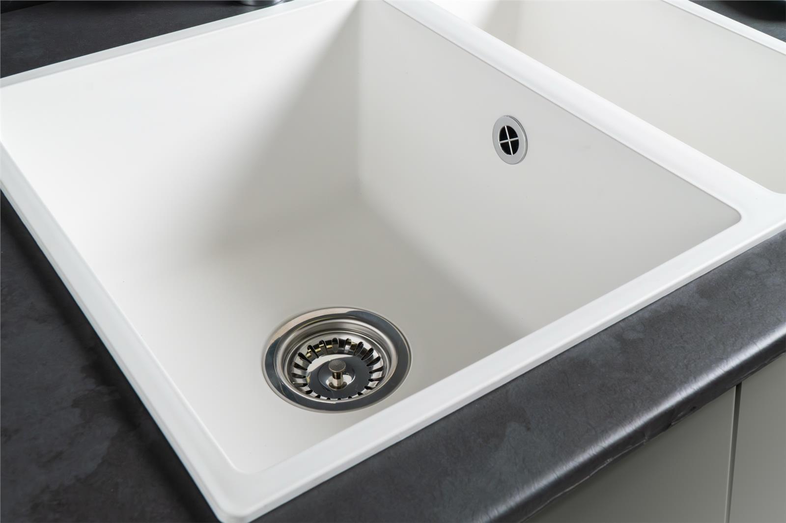 Liquida UND15WH 1.5 Bowl White Undermount or Inset Kitchen Sink 560 x 440mm