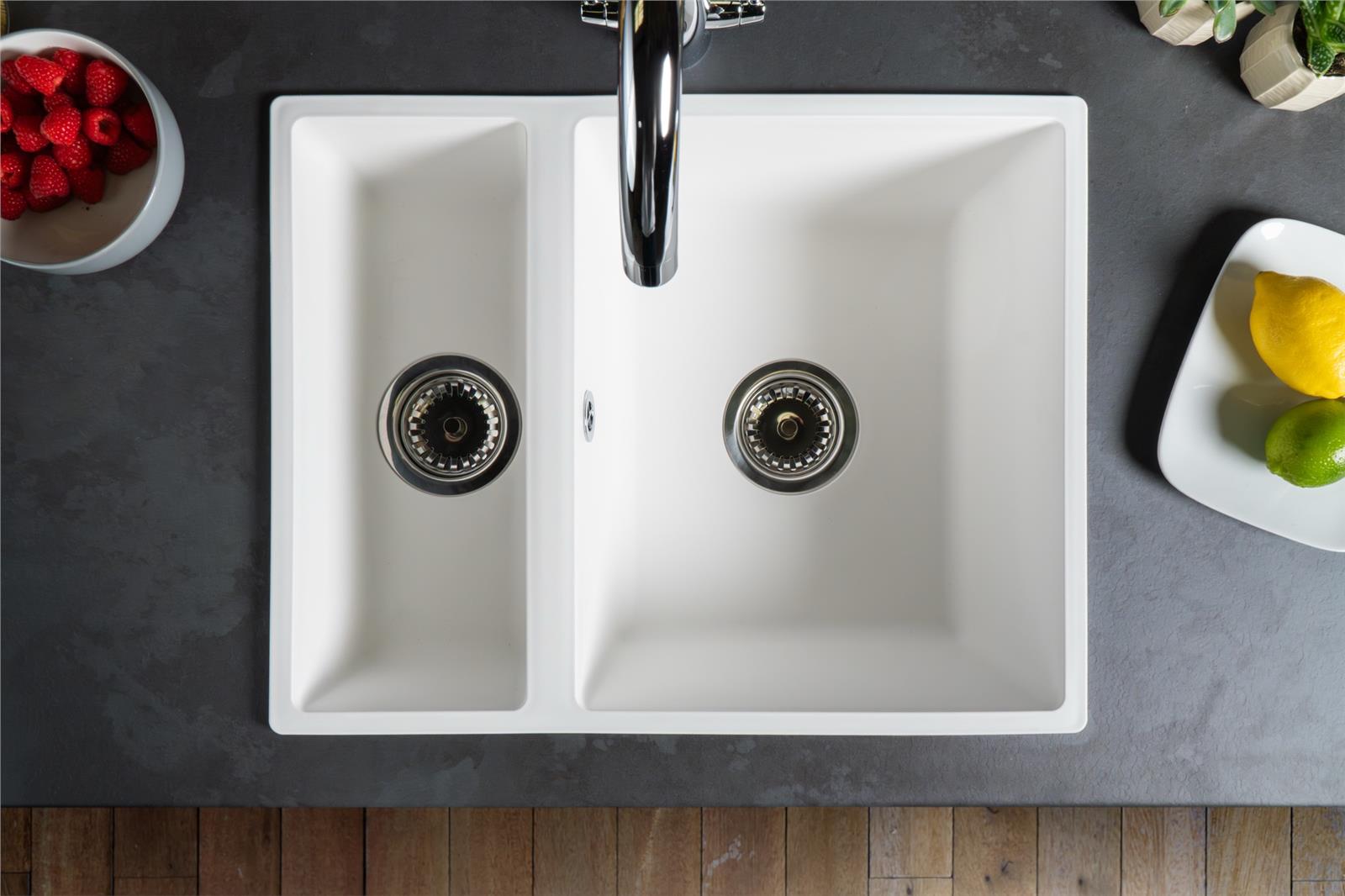Liquida UND15WH 1.5 Bowl White Undermount or Inset Kitchen Sink 560 x 440mm