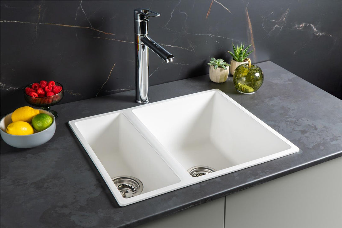 Liquida UND15WH 1.5 Bowl White Undermount or Inset Kitchen Sink 560 x 440mm