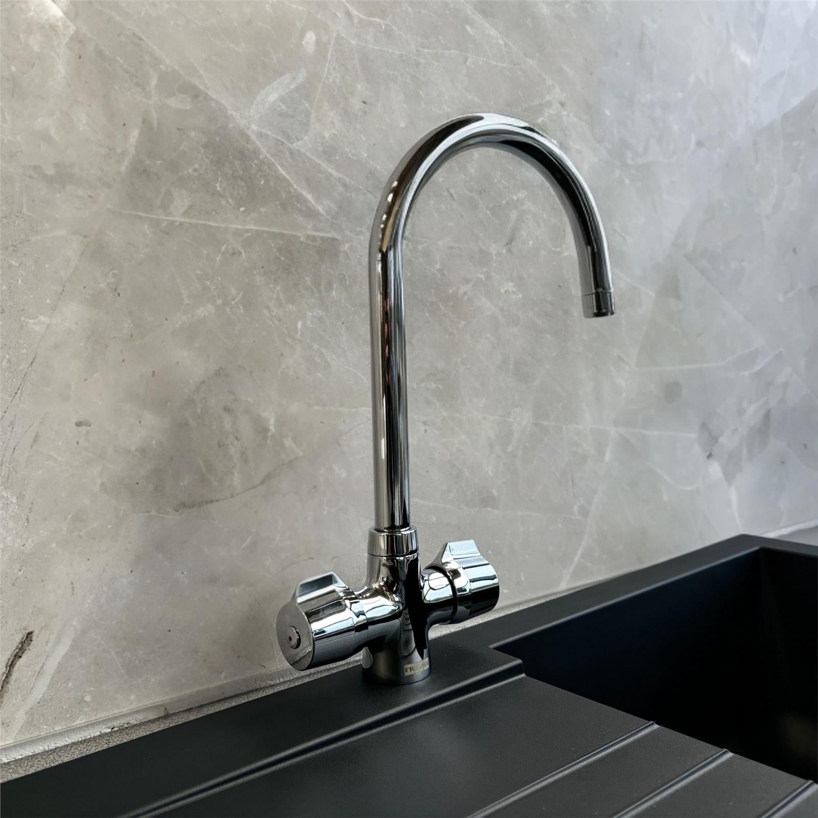 Franke Smart Pro Chrome Kitchen Tap Cruciform Handles J Swivel Spout