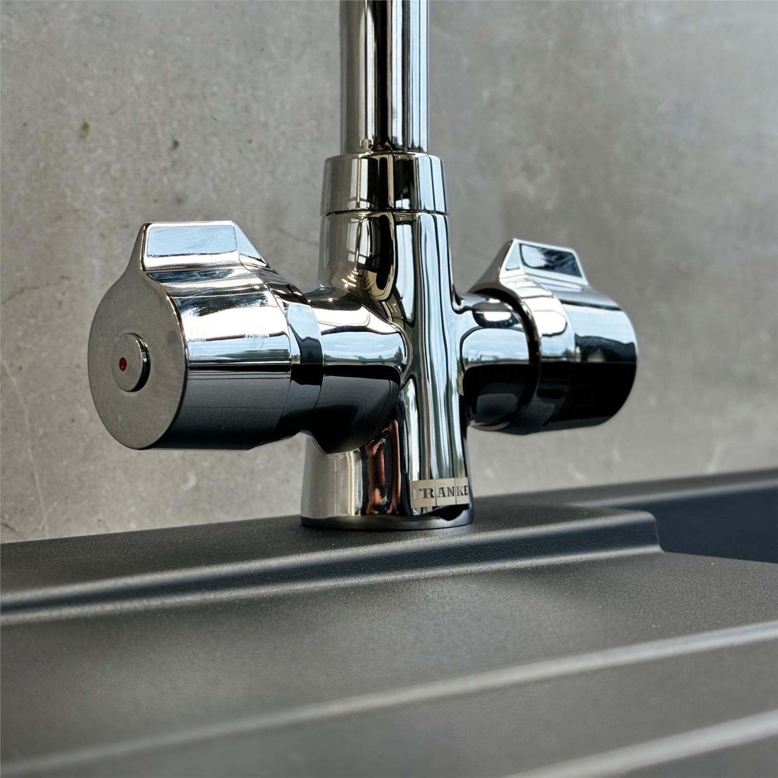 Franke Smart Pro Chrome Kitchen Tap Cruciform Handles J Swivel Spout