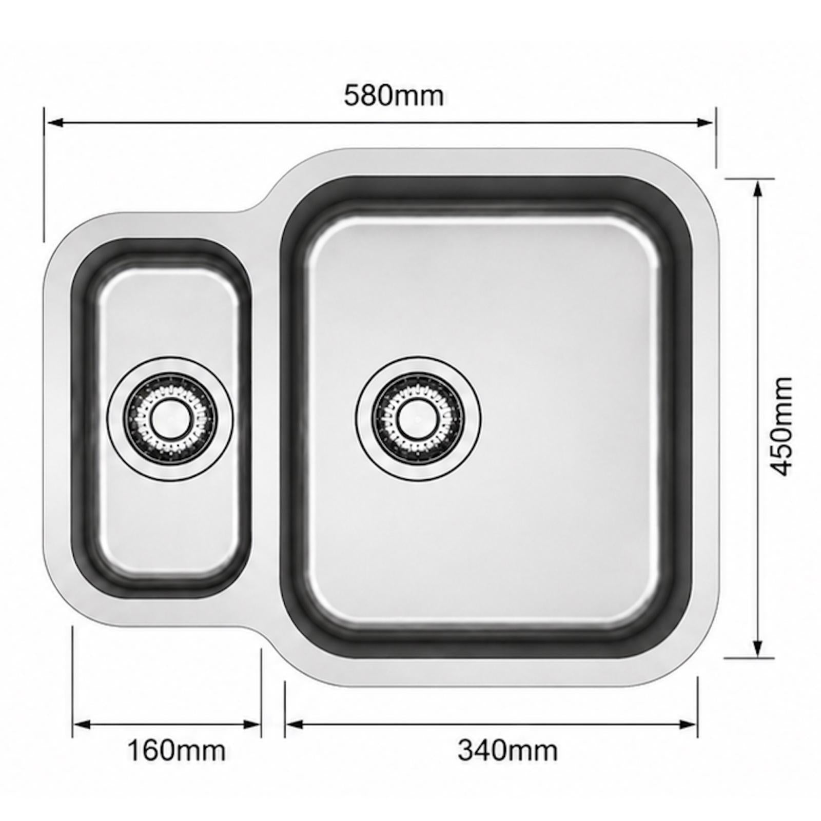 Franke SRX 160-34-16 Stainless Steel 1.5 Bowl Undermount Kitchen Sink