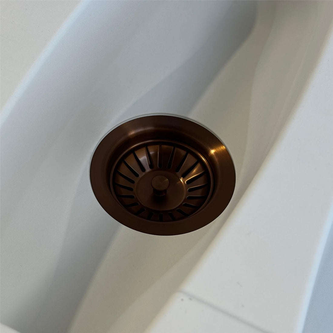 Liquida SWO2CP Satin Copper Kitchen Sink Basket Strainer Waste With Overflow