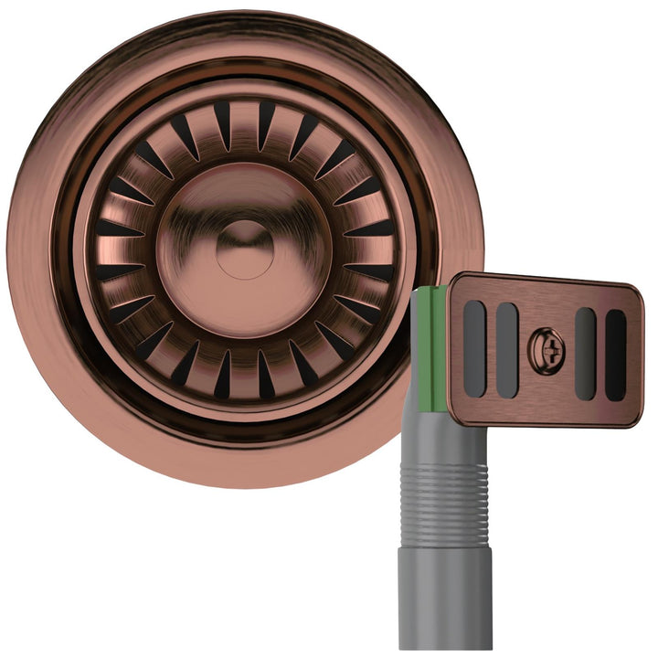 Liquida SWO2CP Satin Copper Kitchen Sink 90cm Basket Strainer Waste + Overflow