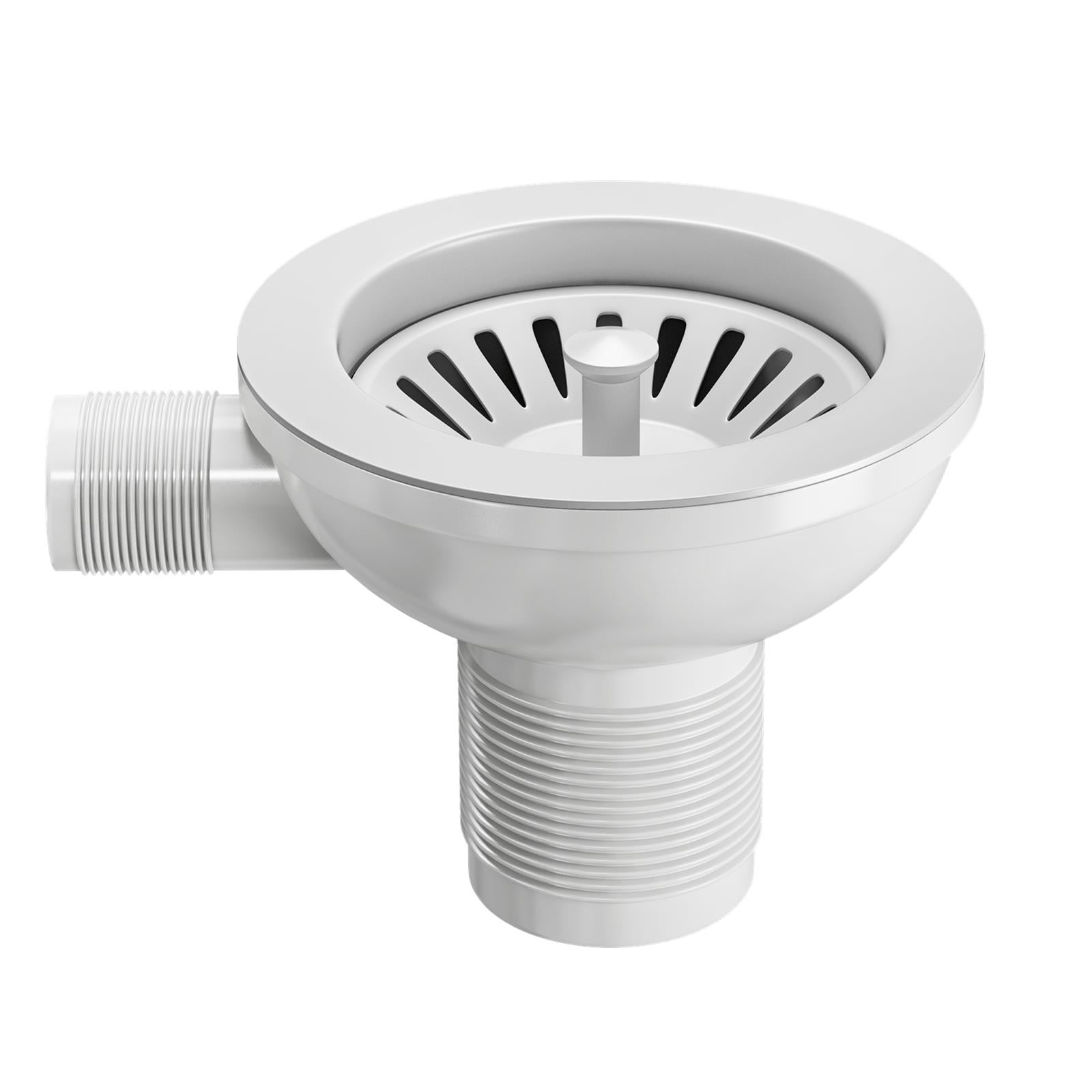 Liquida SWO2MW Matt White Kitchen Sink Basket Strainer Waste With Overflow