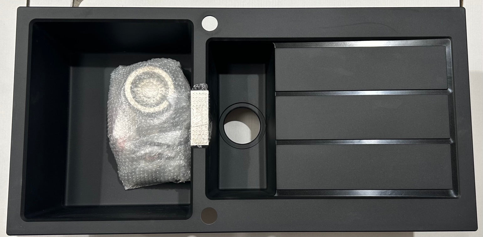 Franke Sirius S2D651CB 1.5 Bowl Tectonite Reversible Black Kitchen Sink - GRADED