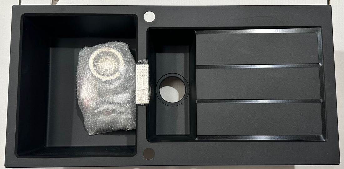 Franke Sirius S2D651CB 1.5 Bowl Tectonite Reversible Black Kitchen Sink - GRADED
