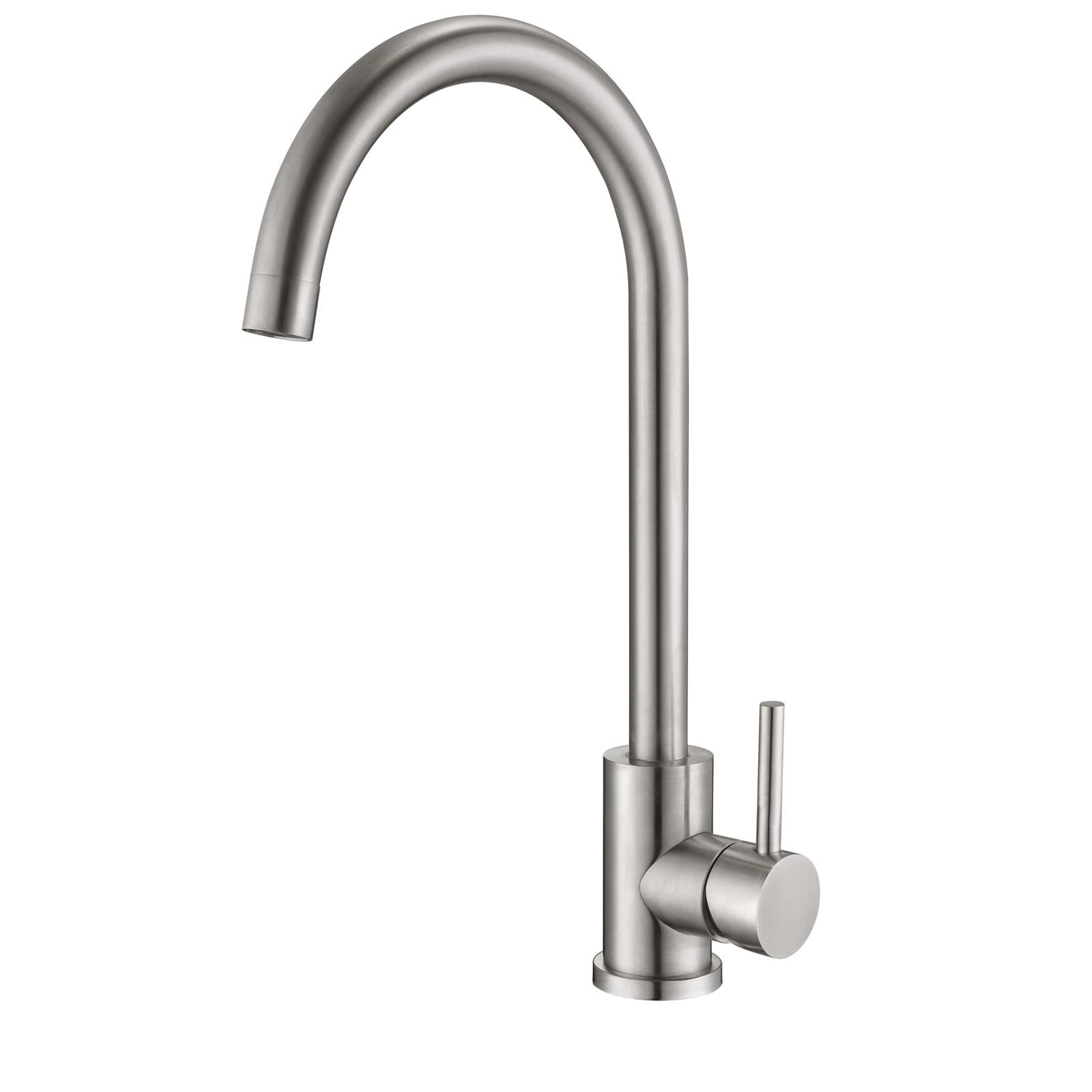 Reginox Taravo Brushed Nickel Single Lever Swan Neck Kitchen Tap - GRADED