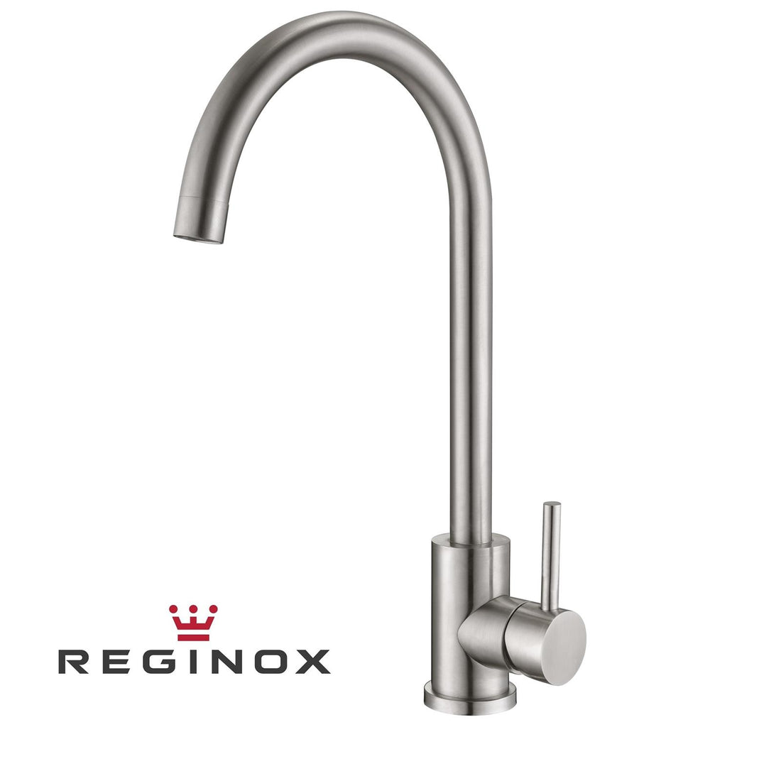 Reginox Taravo Brushed Nickel Single Lever Swan Neck Kitchen Tap - GRADED
